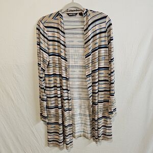 Lands' End Open Front Light Weight Cardigan Duster Small Southwest Striped